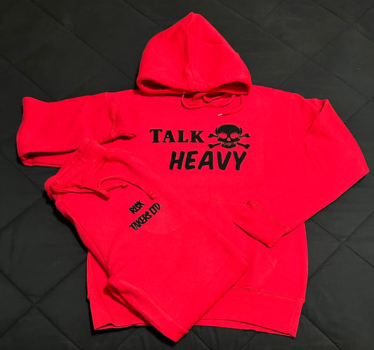 Red With Black Unisex TALK HEAVY Hooded Sweatsuit