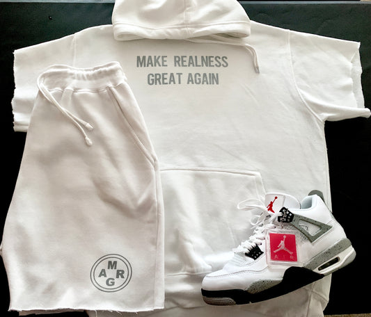 White And Grey MEGA Unisex Sweatshort Set