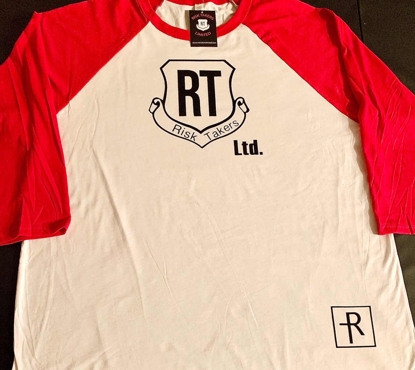 White, Red & Black RT Baseball Tee