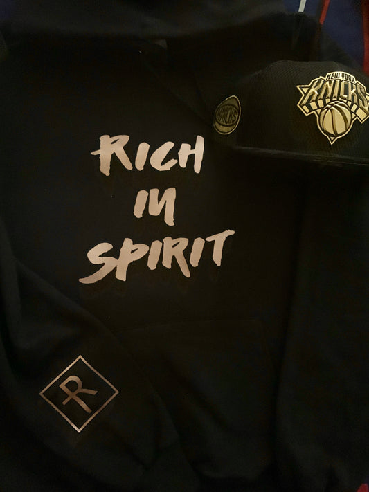 Black With Rose Gold “Rich In Spirit” Hoodie