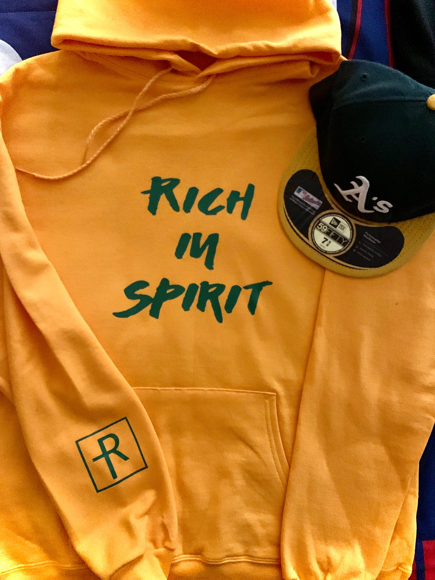 Gold With Green “Rich In Spirit” Hoodie