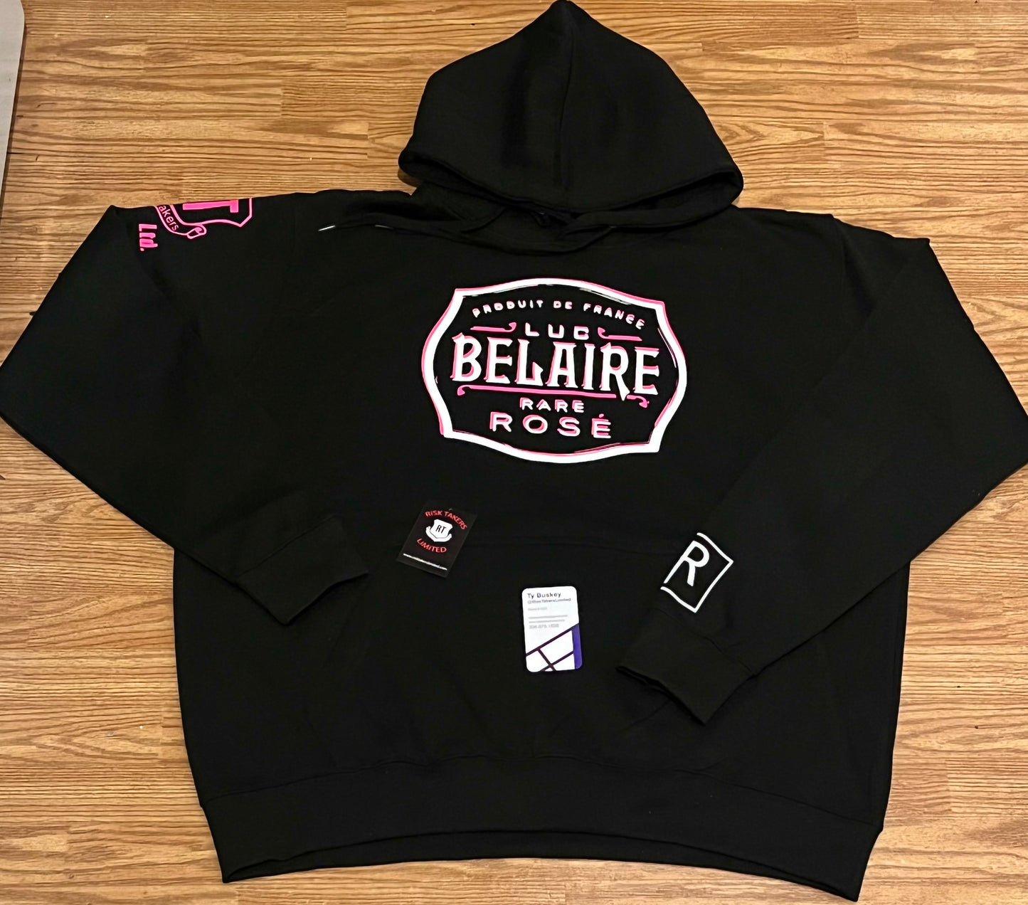 EXCLUSIVE BELAIRE BRAND BLACK PINK AND WHITE UNISEX HOODIE
