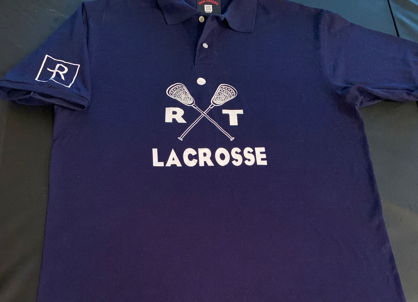 Navy Blue And White Unisex RT Lacrosse Polo