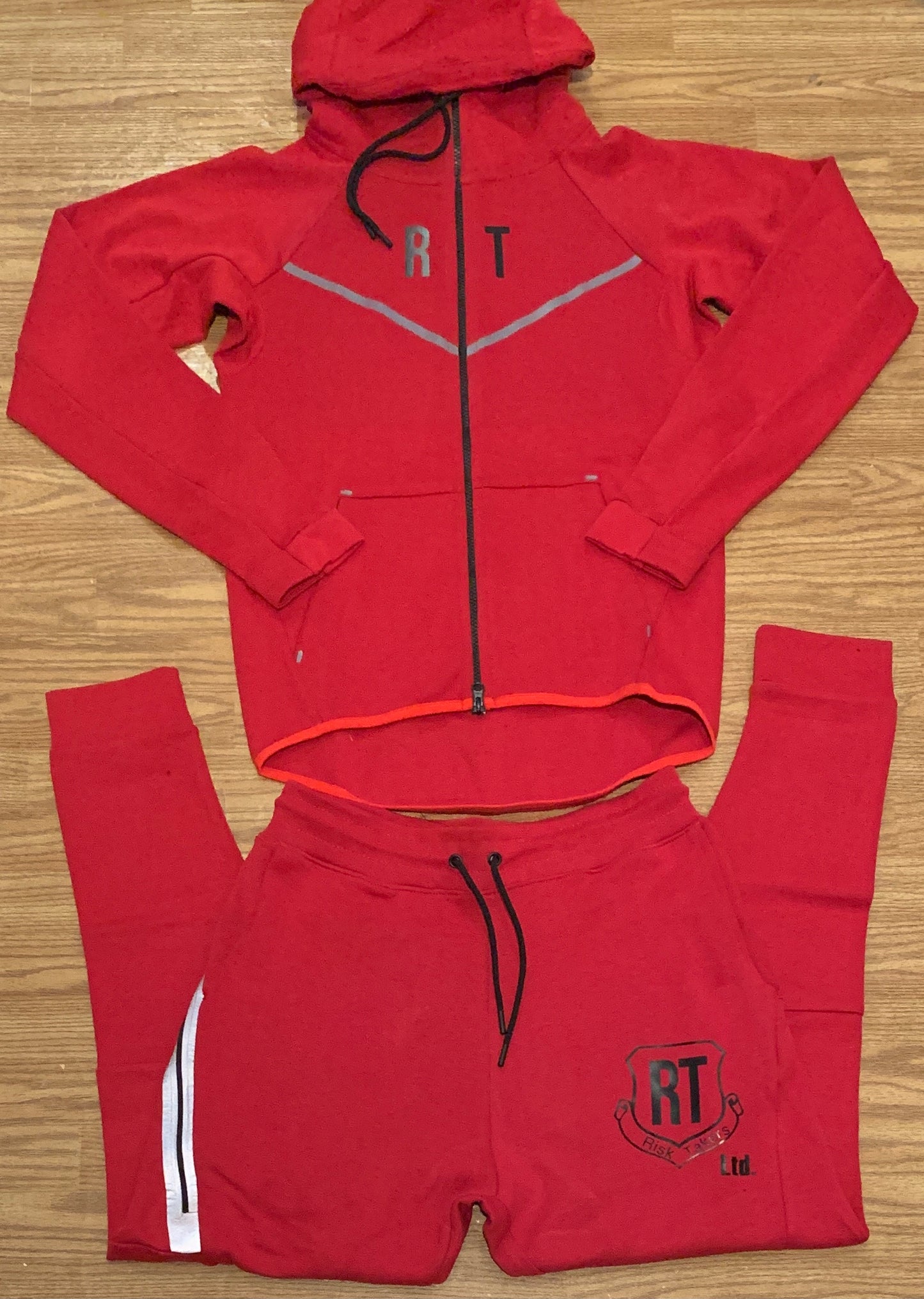 Red With Black 3M Unisex Tech Sweatsuit