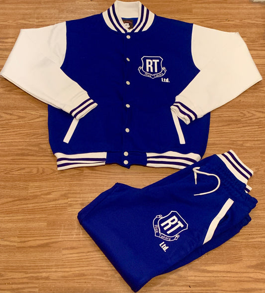 Royal Blue With White Unisex Varsity Sweatsuit