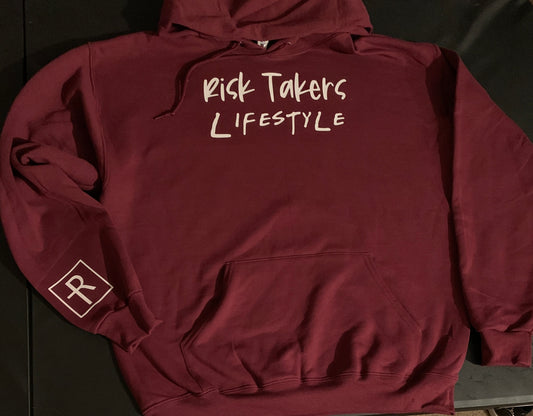 Burgundy With White Unisex RT Lifestyle Hoody