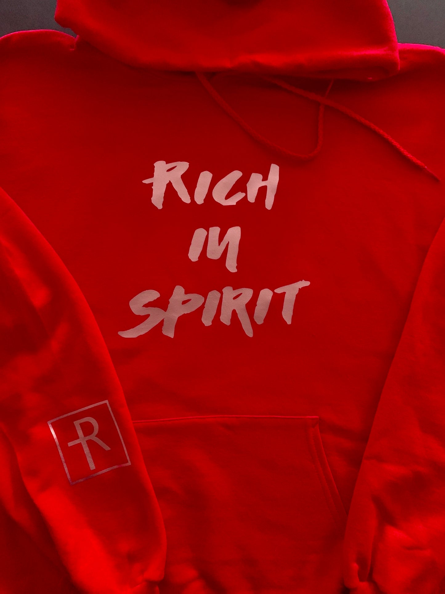 Red With Rose Gold “Rich In Spirit” Hoodie
