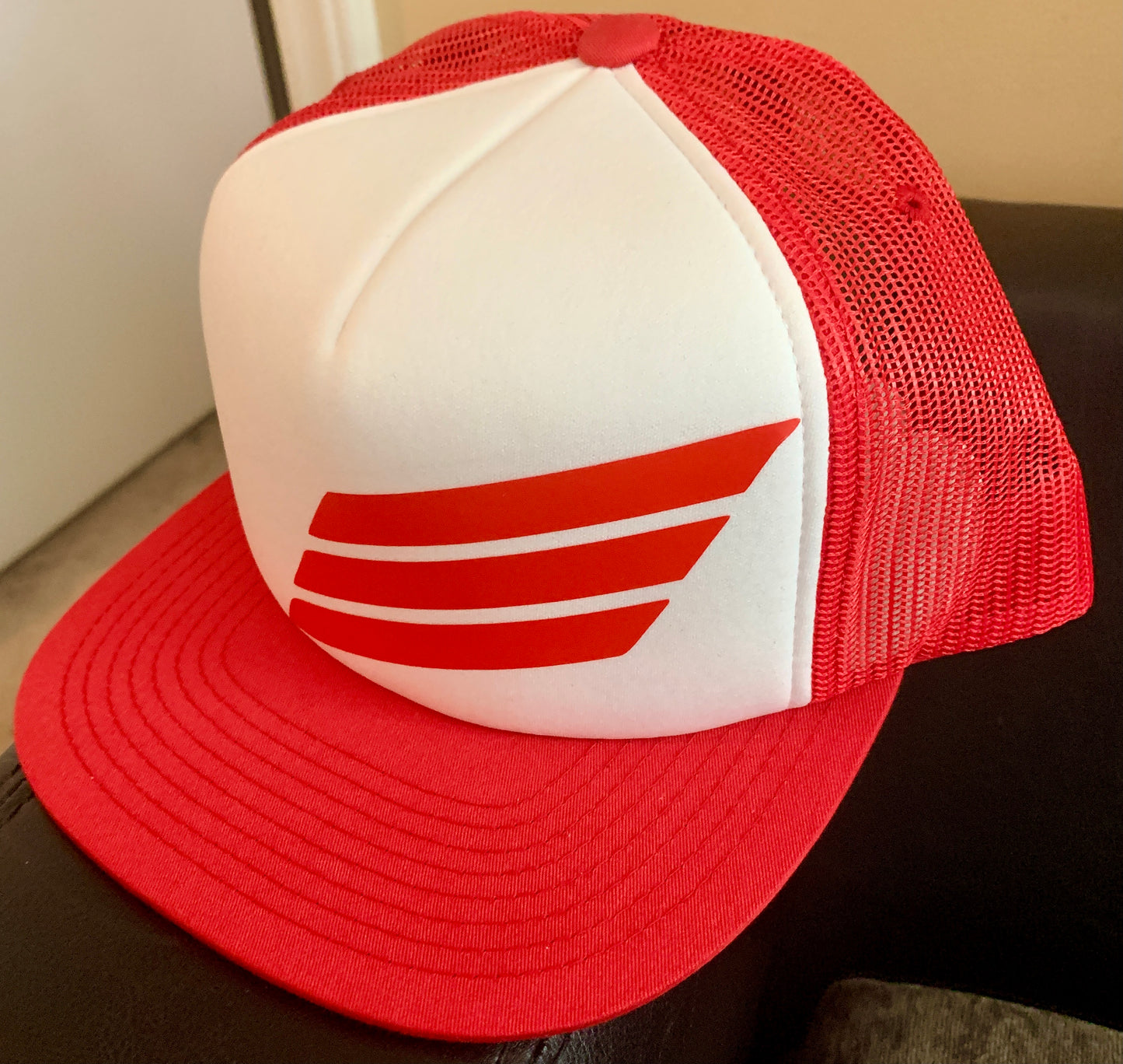 Red And White Wavy Takers Snapback