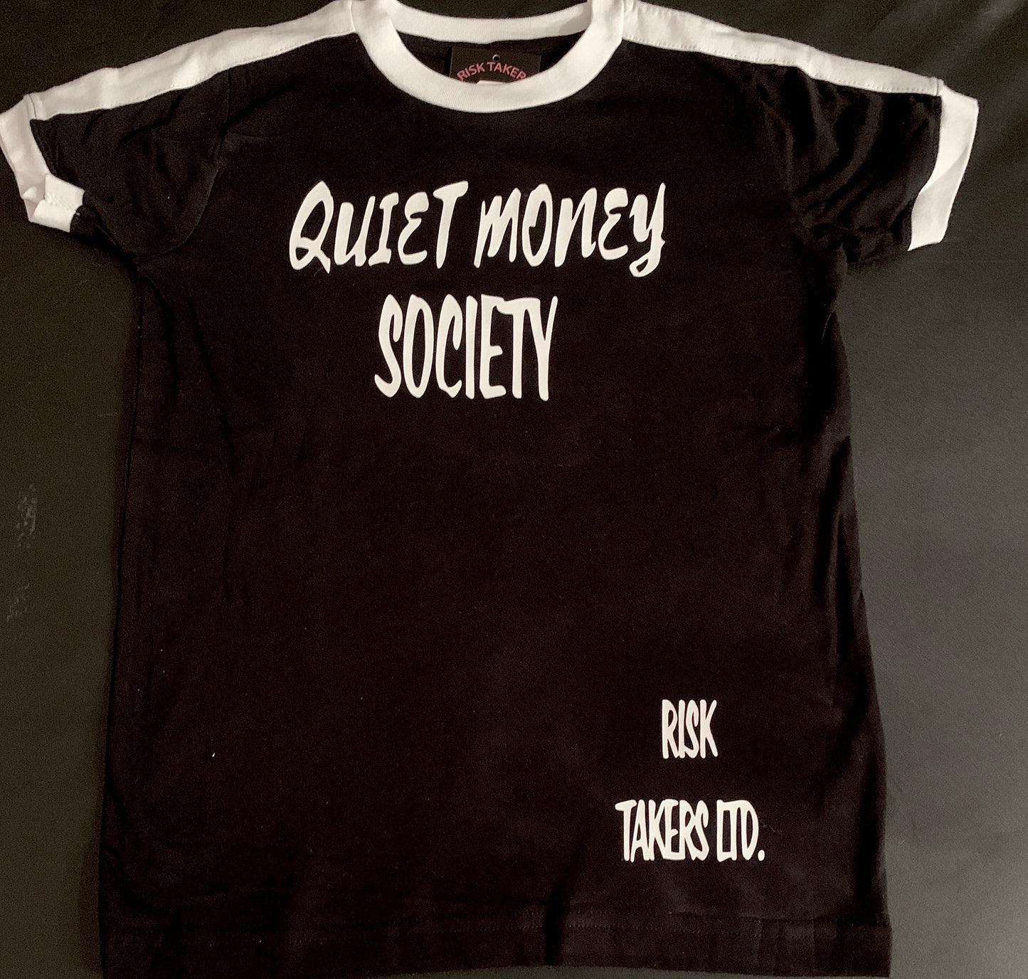 Youth Black And White QMS Ringer Tee