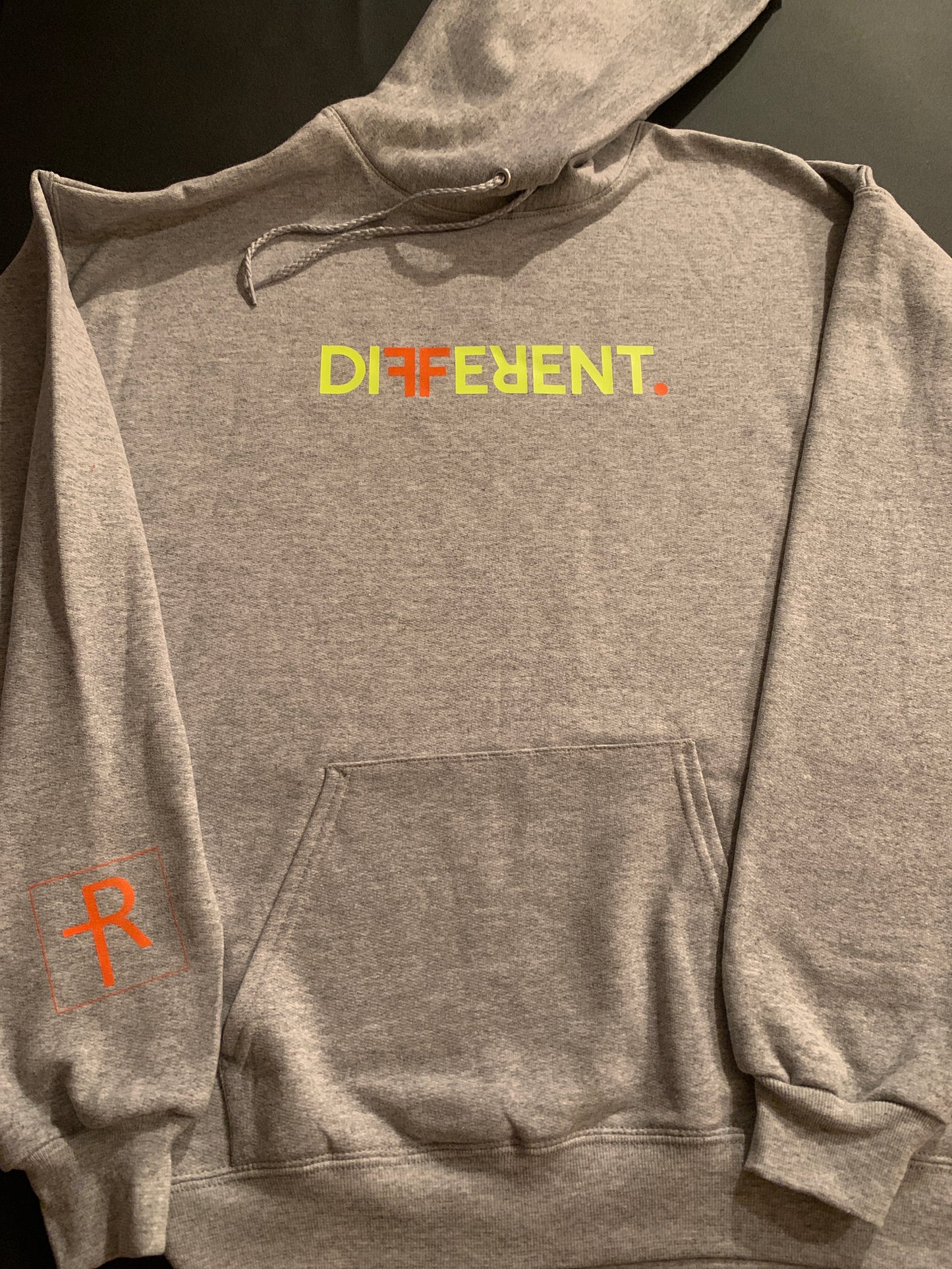 Grey With Lime And Orange “Different” Hoody