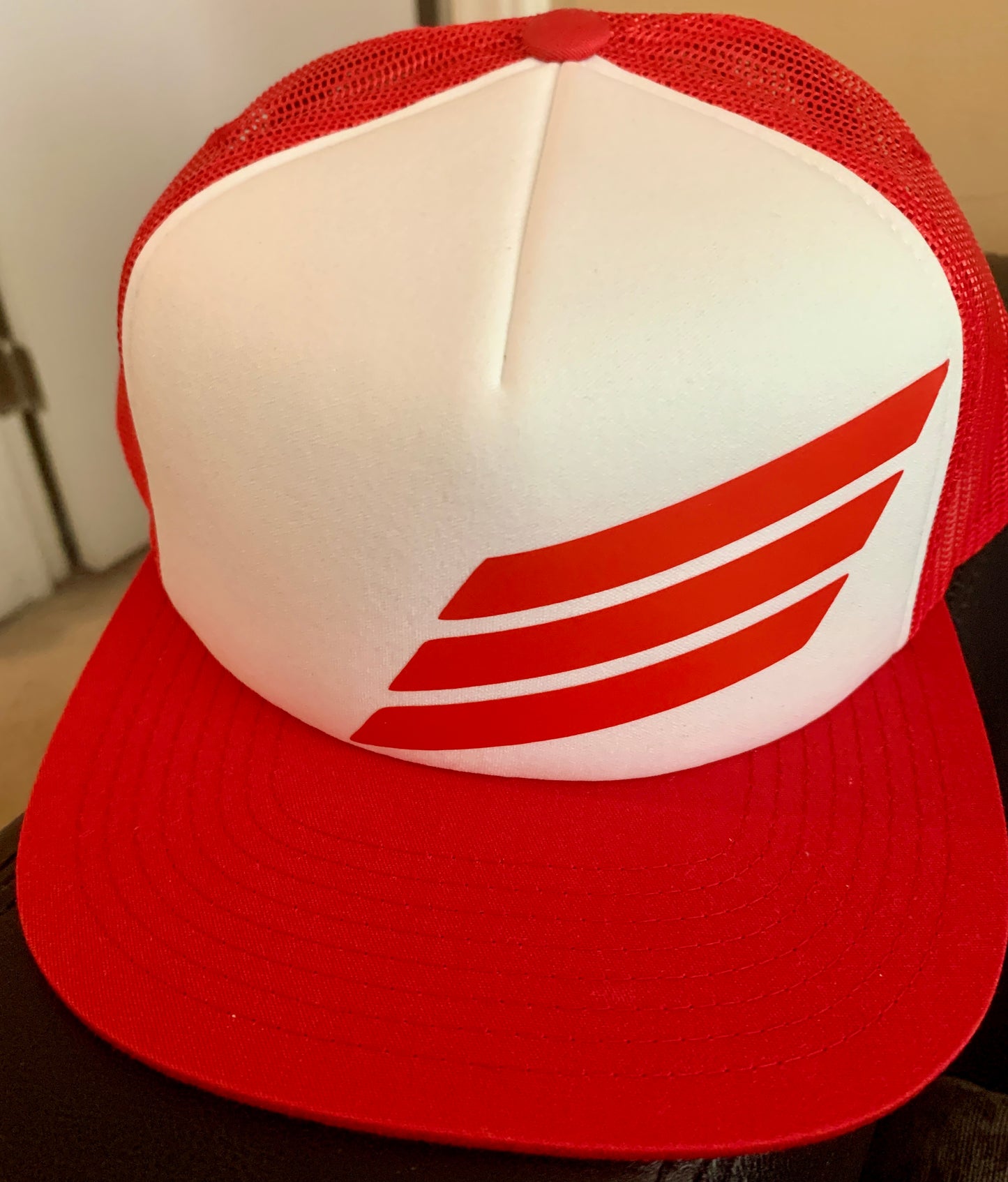 Red And White Wavy Takers Snapback