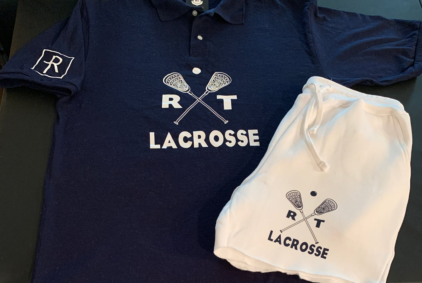 Navy And White Unisex RT Lacrosse Polo And Sweatshorts