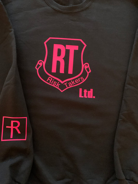 Black With Neon Pink RT Crewneck Sweater