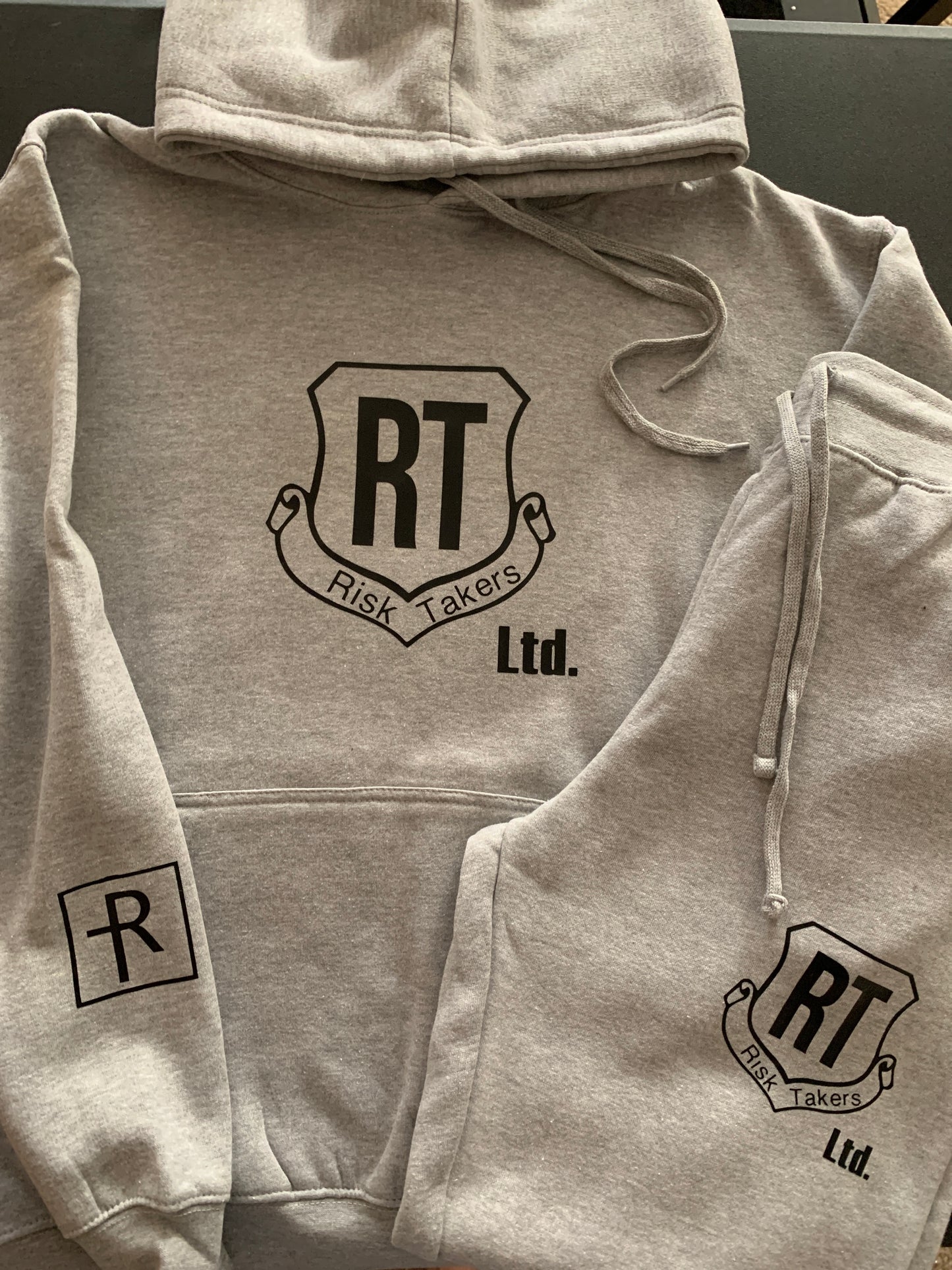 Grey With Black Risk Takers Logo Sweatsuit