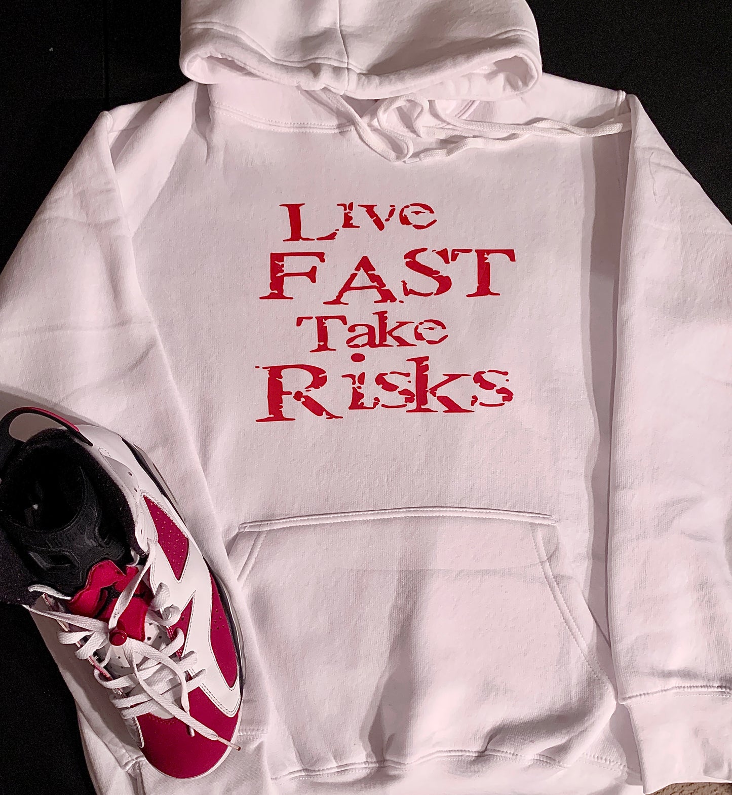 White With Red LFTR Hoodie