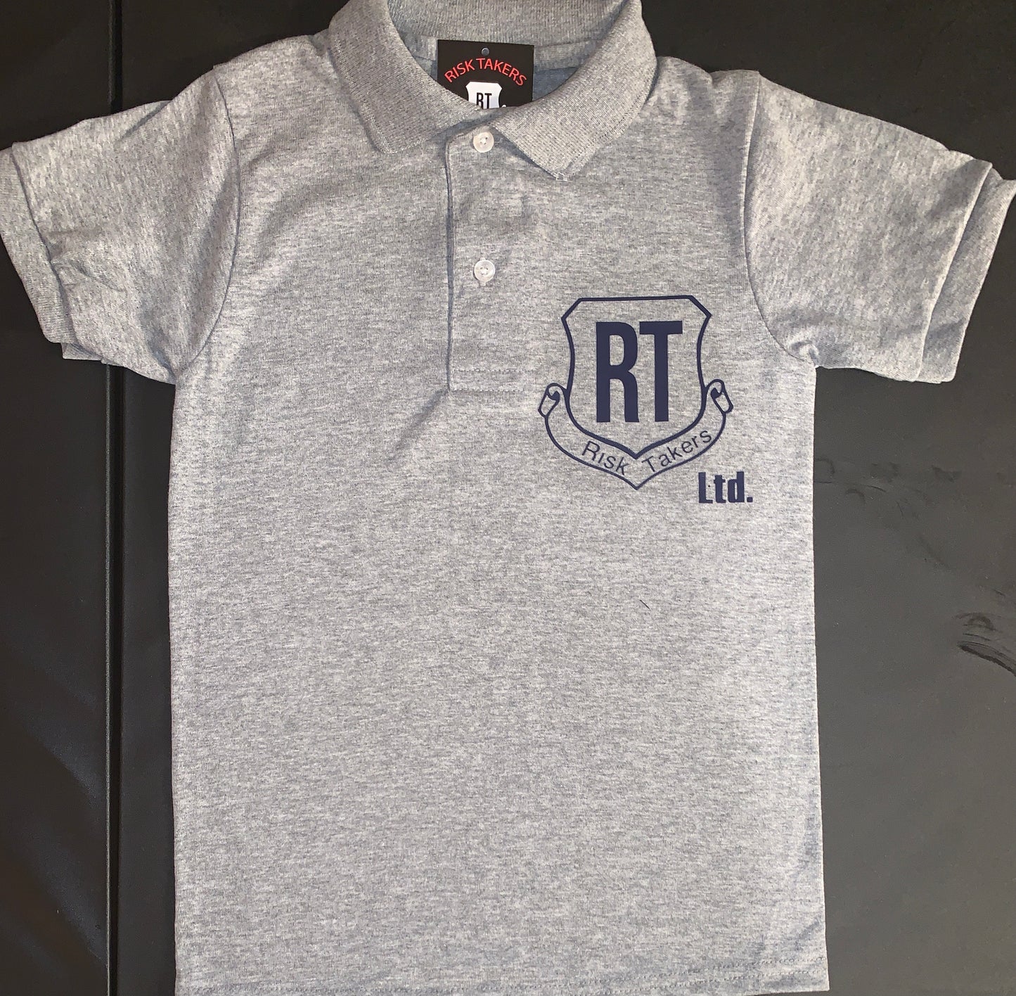 Youth Grey With Navy Blue RT Basic Polo